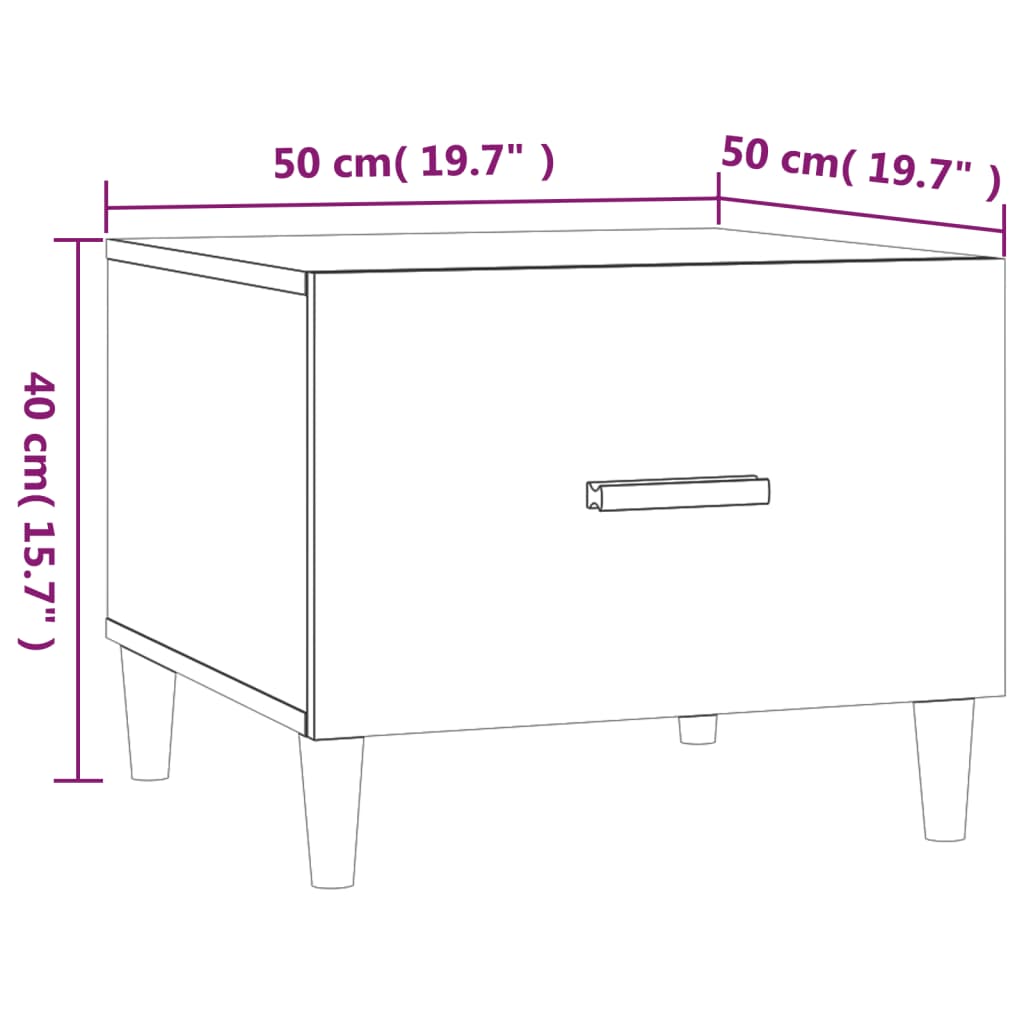Tavolino Bianco lucido 50x50x40 cm MDF