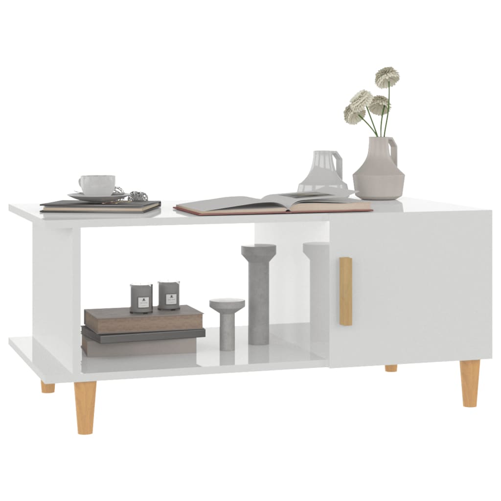 Brilliant white coffee table 90x50x40 cm engineering wood