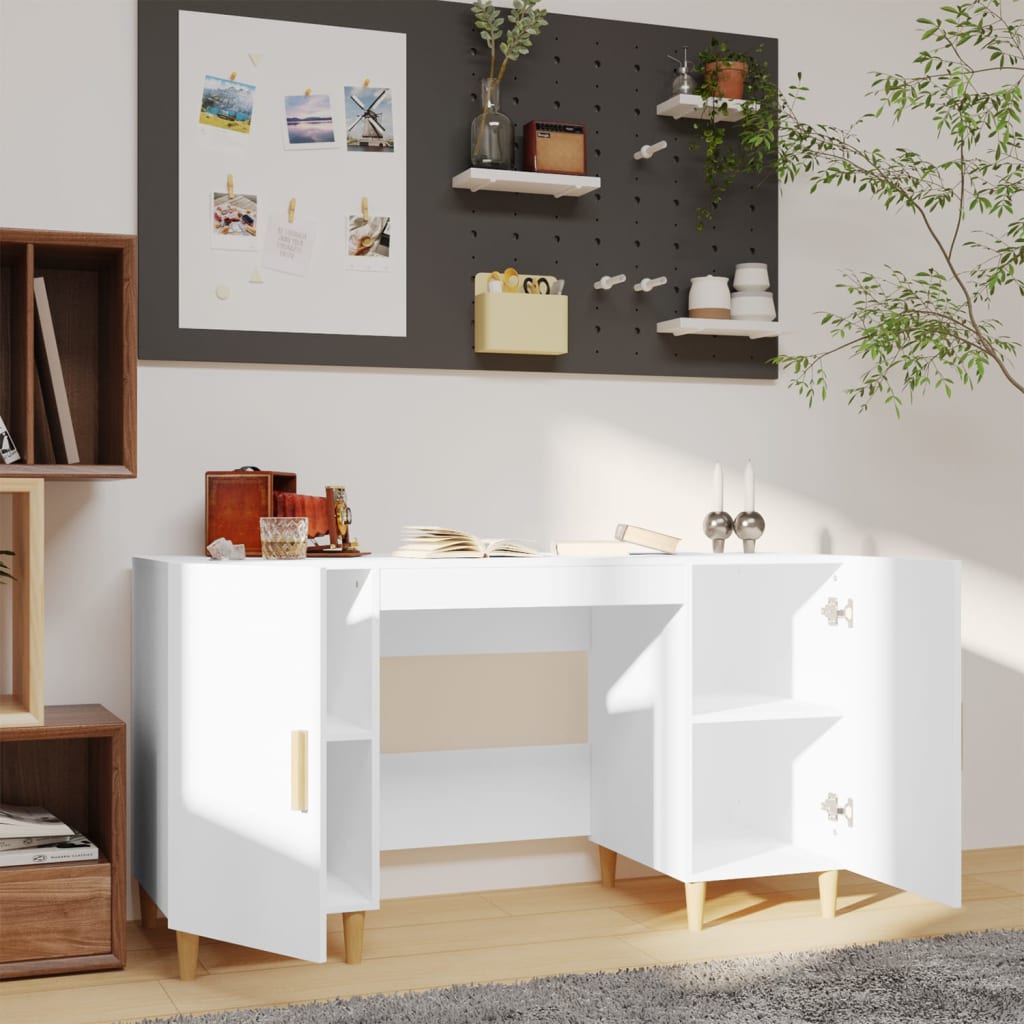 Weißer Schreibtisch 140x50x75 cm Engineering Holz