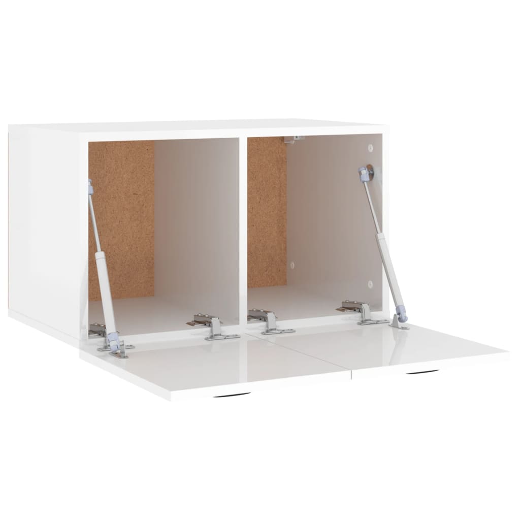 Shiny white wall cabinet 80x35x36.5 cm engineering wood