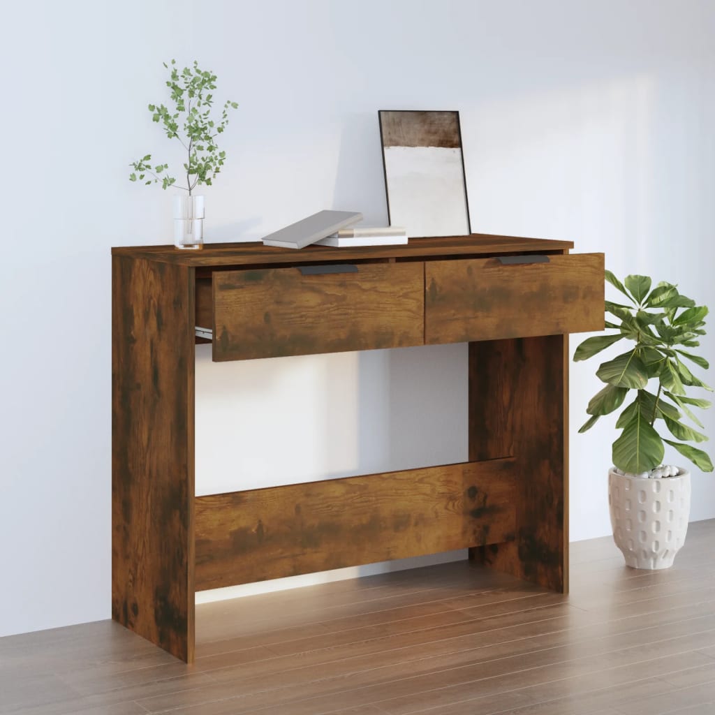 Smoked oak console table 90x36x75 cm engineering wood
