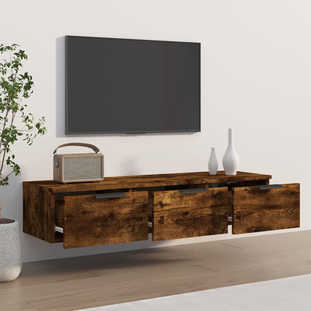 Smoked oak wall cabinet 102x30x20 cm engineering wood