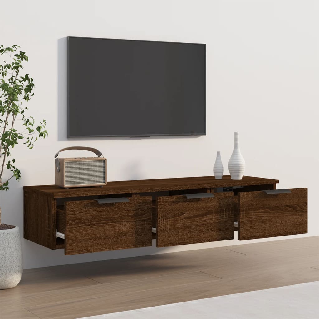 Brown oak wall cabinet 102x30x20 cm engineering wood