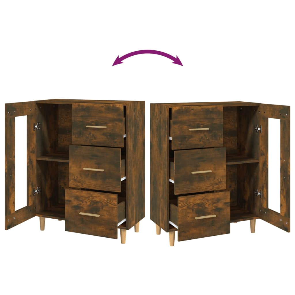 Buffet chêne fumé 69,5x34x90 cm bois d'ingénierie