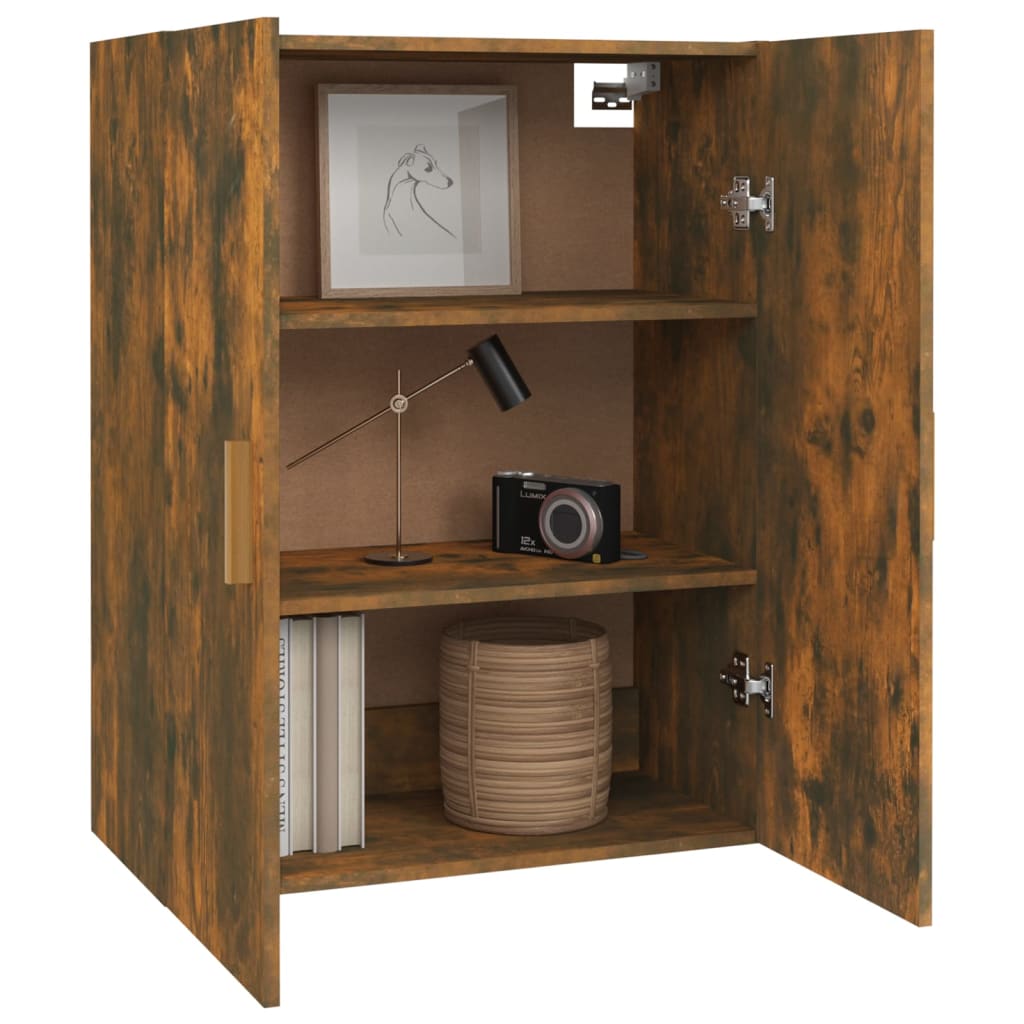 Suspended wall cabinet smoked oak 69.5x34x90 cm