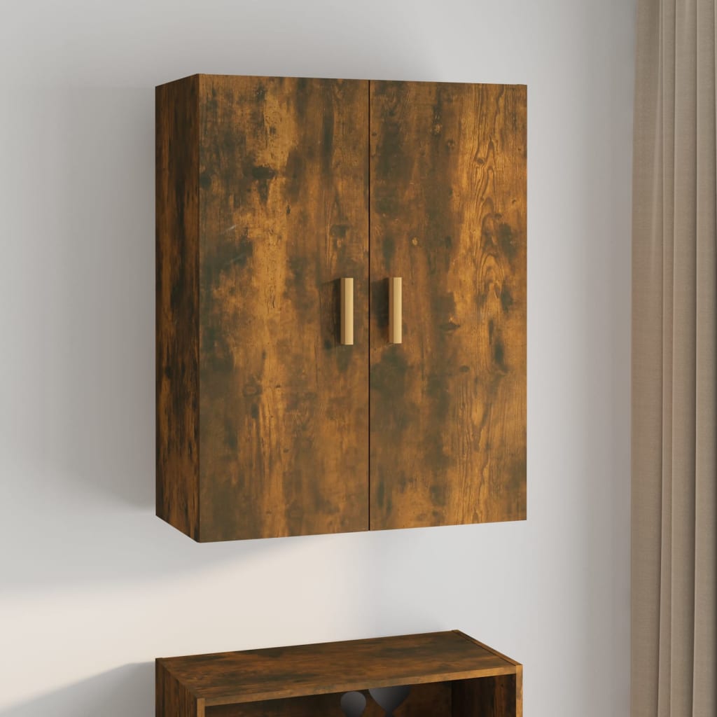 Suspended wall cabinet smoked oak 69.5x34x90 cm