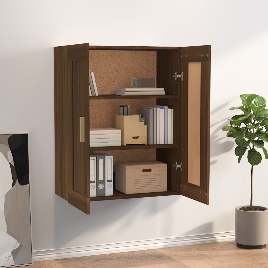 Brown oak wall cabinet 69.5x32.5x90 cm Engineering wood