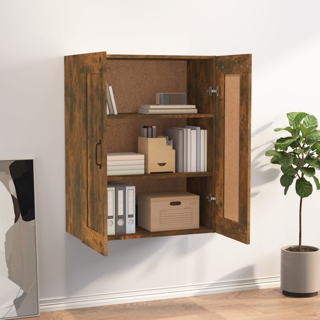 Suspended wall cabinet smoked oak 69.5x32.5x90 cm