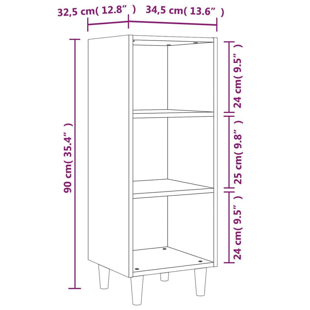 Brown oak buffet 34.5x32.5x90 cm Engineering wood