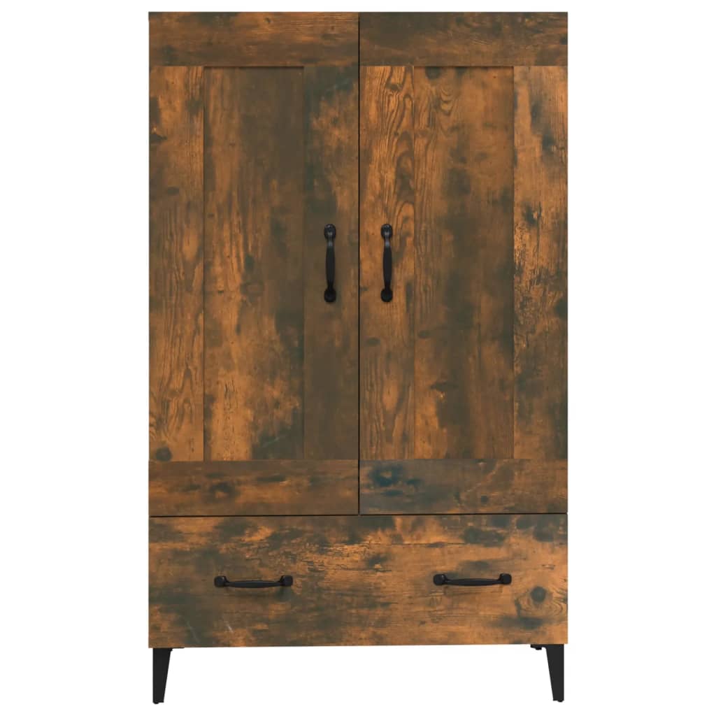 Buffet haut Chêne fumé 70x31x115 cm Bois d'ingénierie