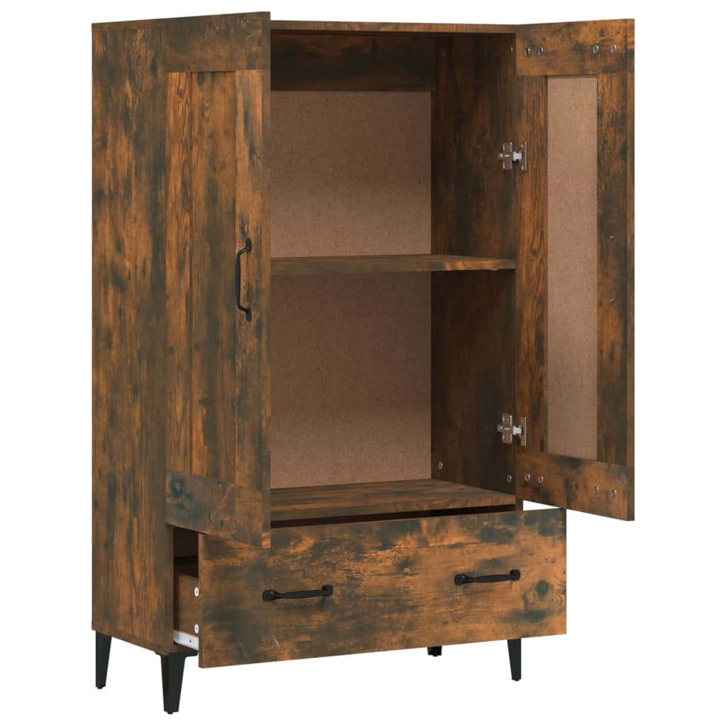 Buffet haut Chêne fumé 70x31x115 cm Bois d'ingénierie