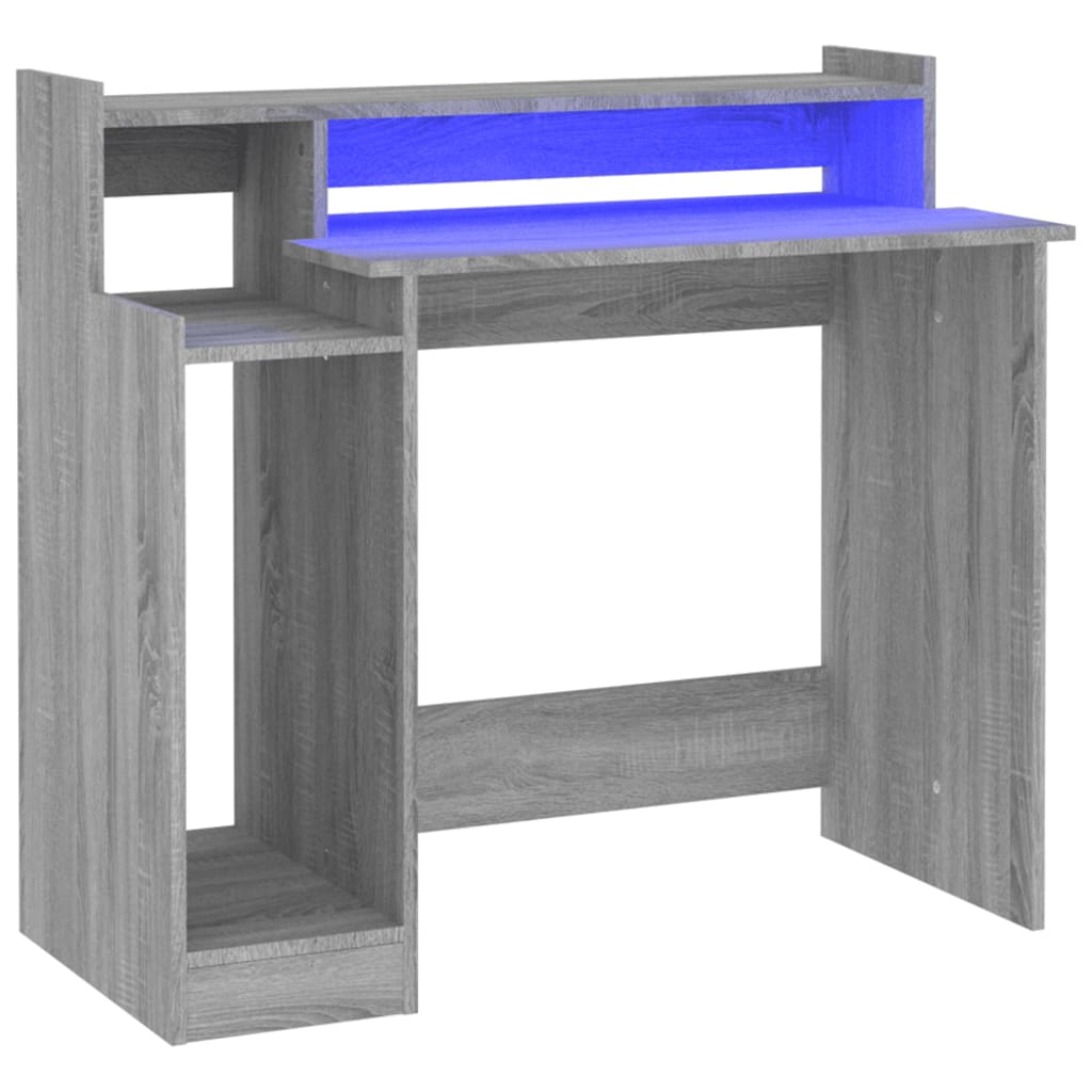LED Sonoma Gray LED office 97x45x90cm Engineering wood