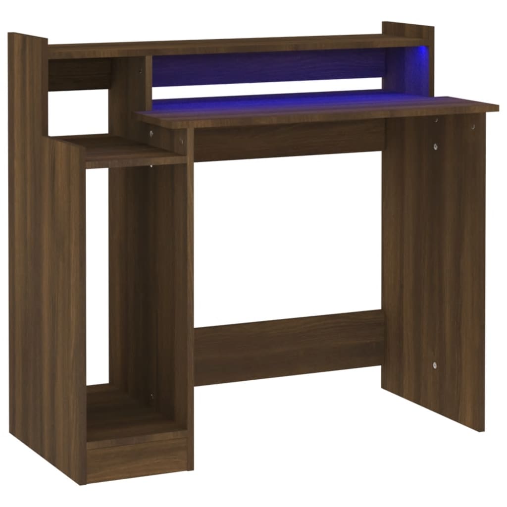 Bureau and lights LED Brown Oak 97x45x90 cm Engineering wood