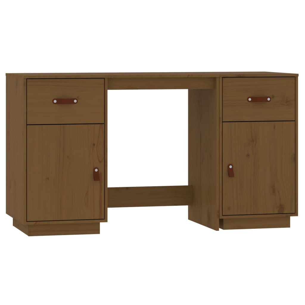 Office with brown honey cabinets 135x50x75cm solid pine wood