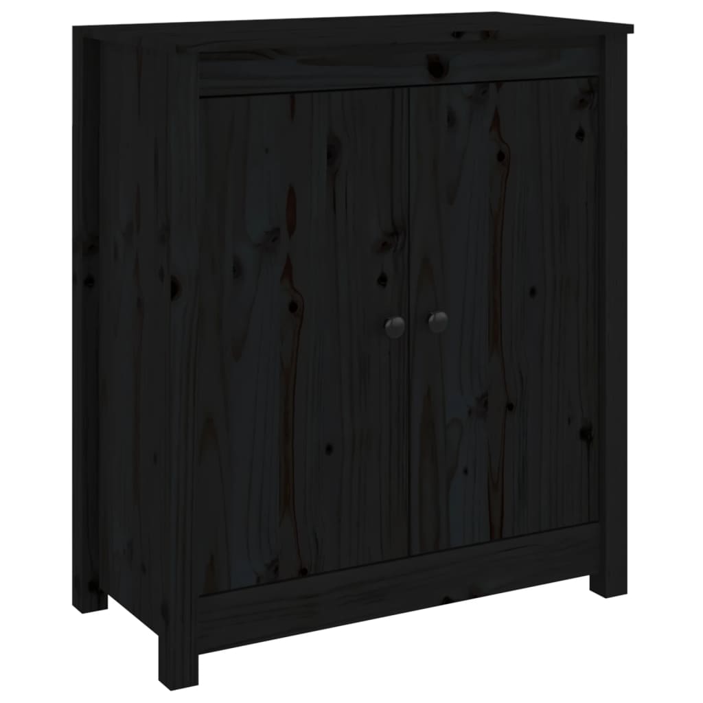 Buffets 2 pcs Noir 70x35x80 cm Bois massif de pin