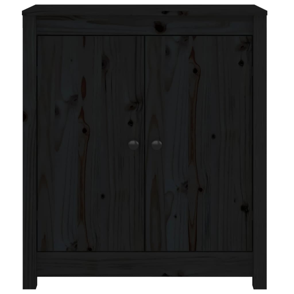 Credenze 2 pz Nero 70x35x80 cm Legno di pino massiccio