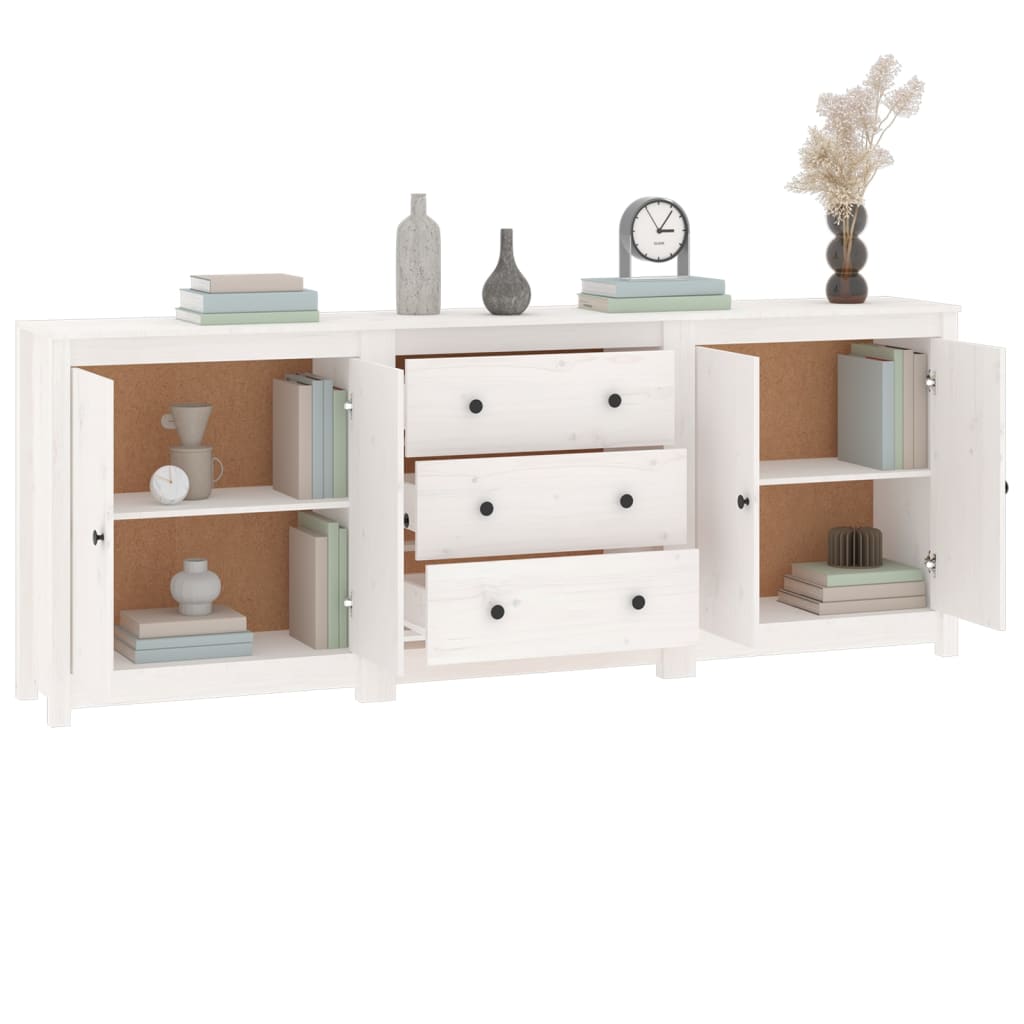 White buffet 210x35x80 cm solid pine wood