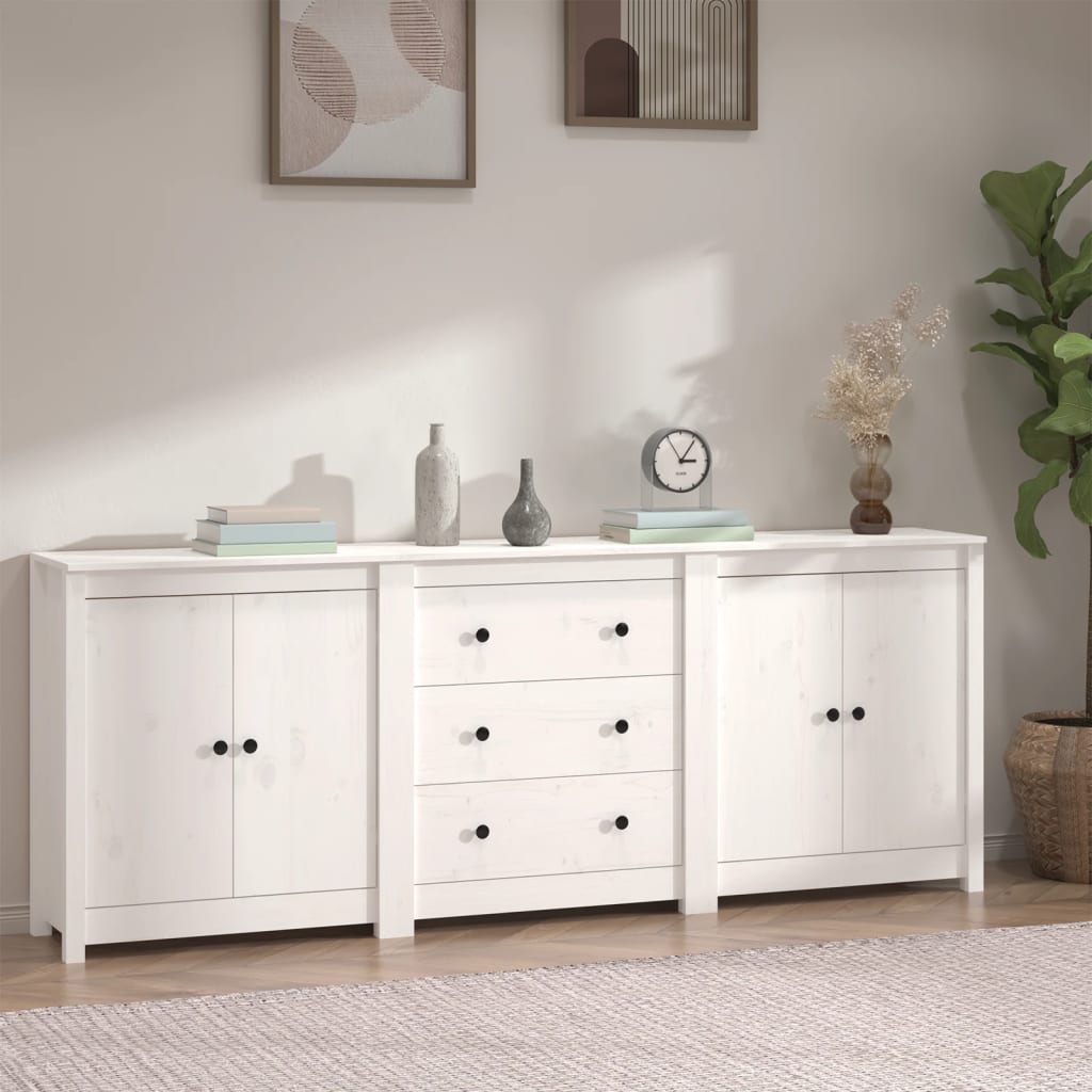 White buffet 210x35x80 cm solid pine wood