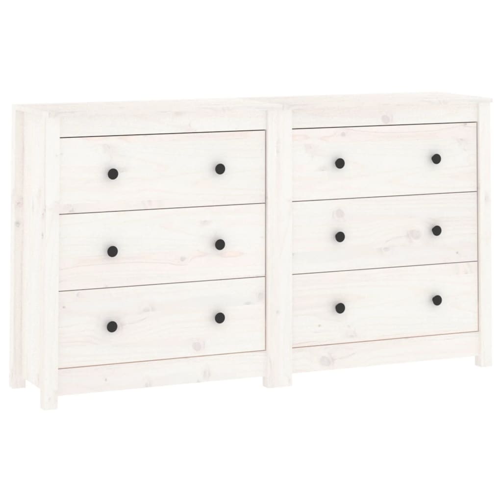 White buffet 140x35x80 cm solid pine wood