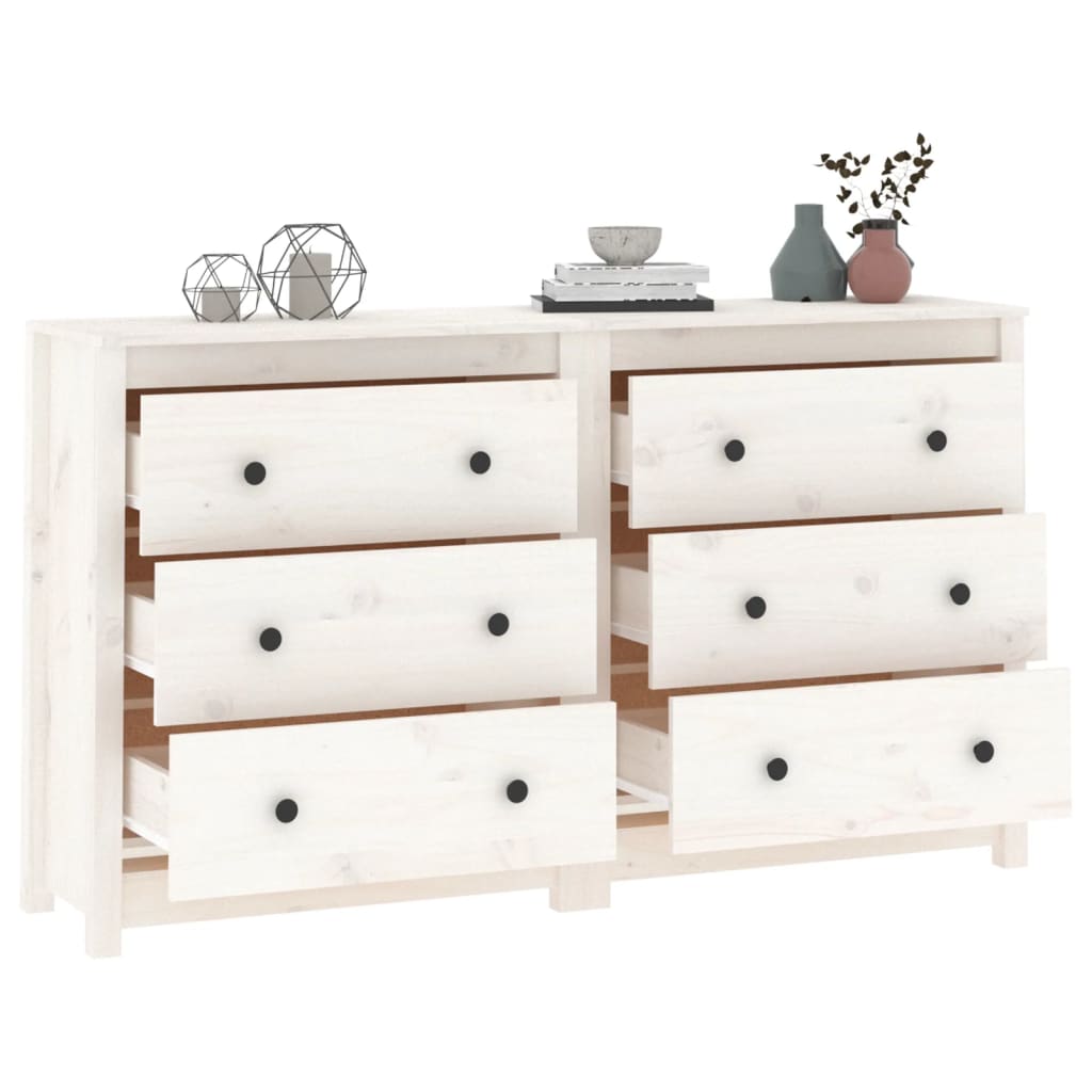 White buffet 140x35x80 cm solid pine wood