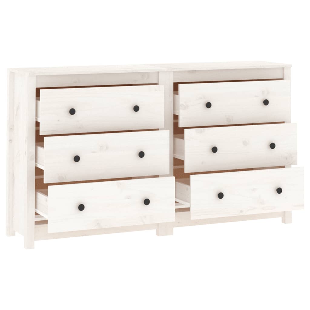 White buffet 140x35x80 cm solid pine wood