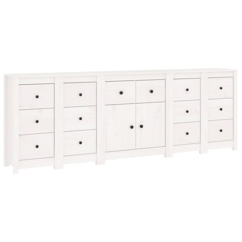 Buffet Blanc 230x35x80 cm Bois massif de pin