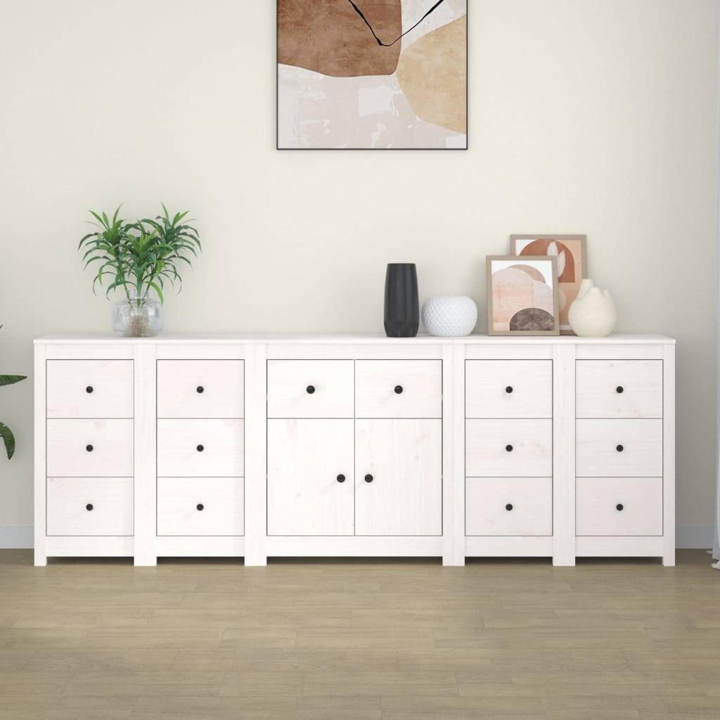 White buffet 230x35x80 cm solid pine wood