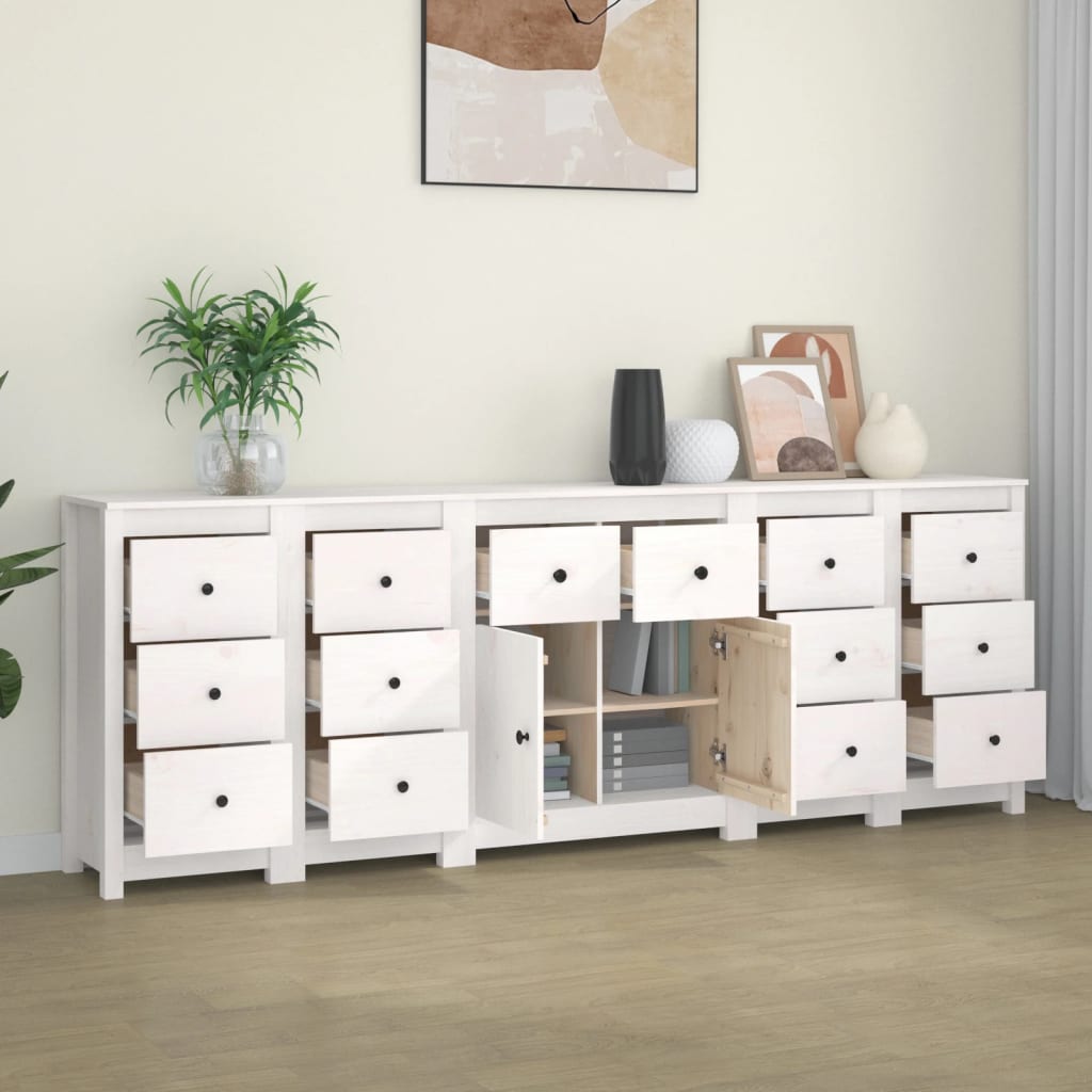 White buffet 230x35x80 cm solid pine wood