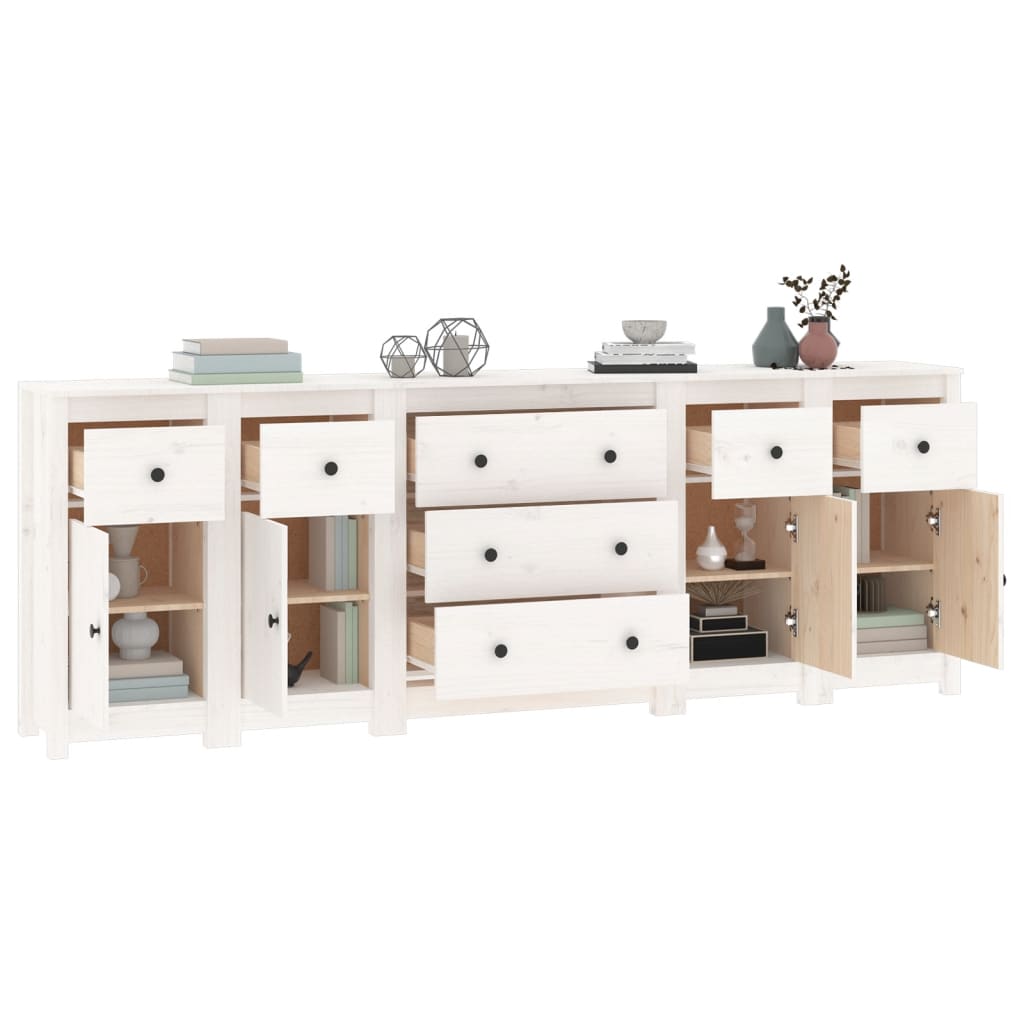 White buffet 230x35x80 cm solid pine wood