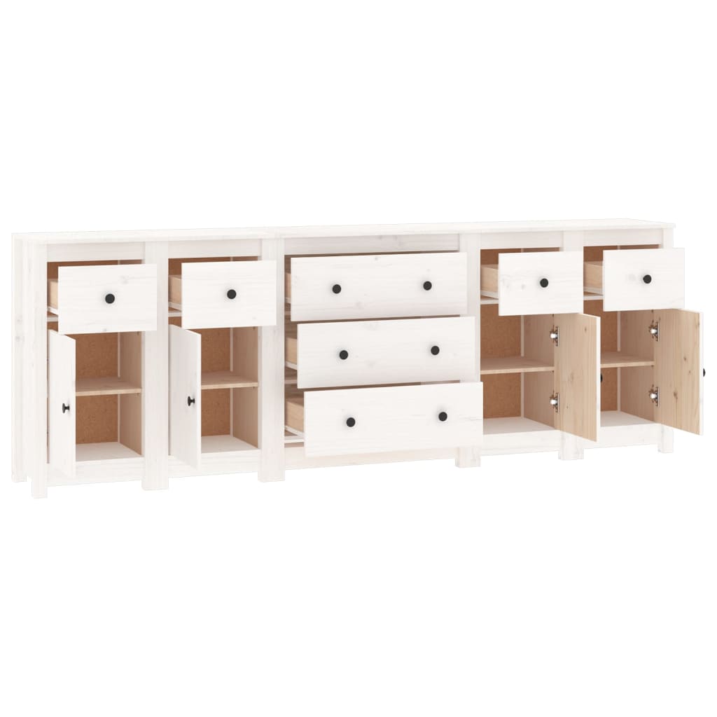 White buffet 230x35x80 cm solid pine wood