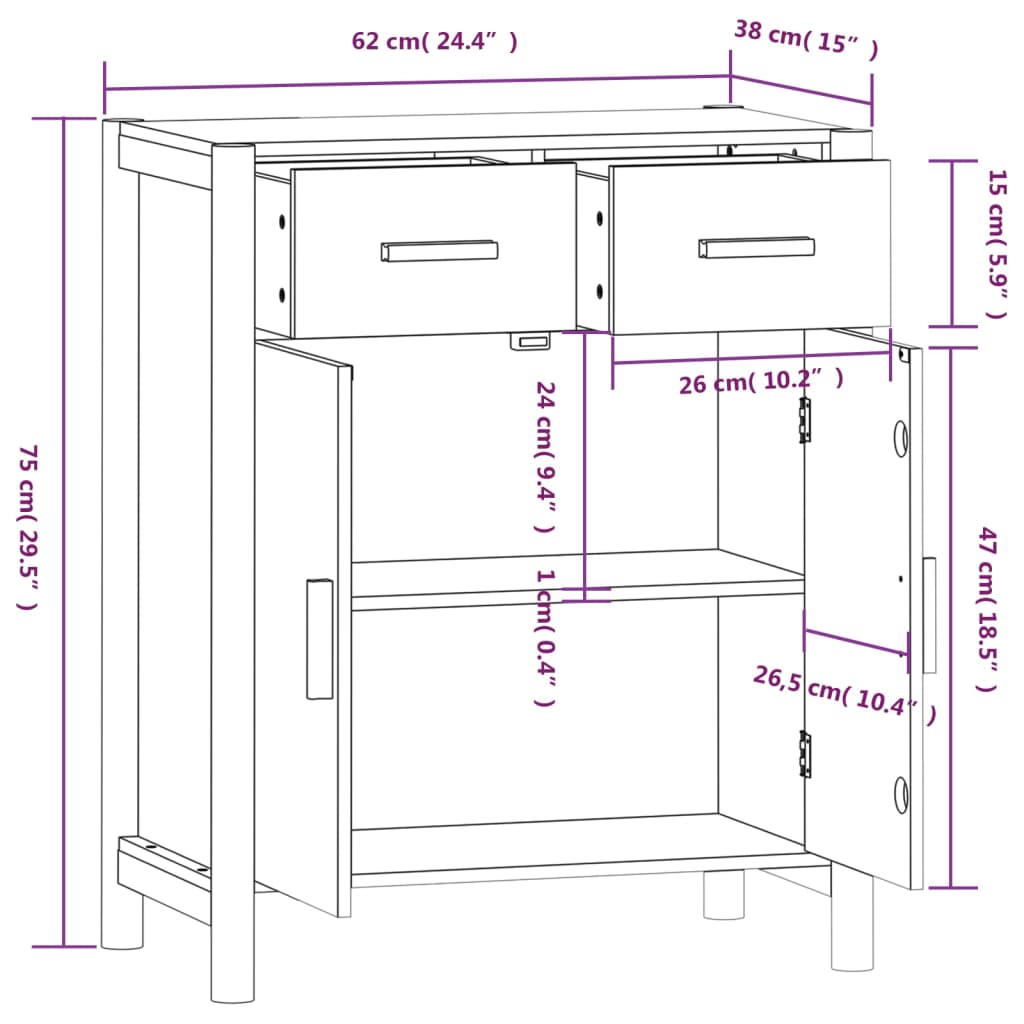 Weißes Buffet 62x38x75 cm Engineering Holz