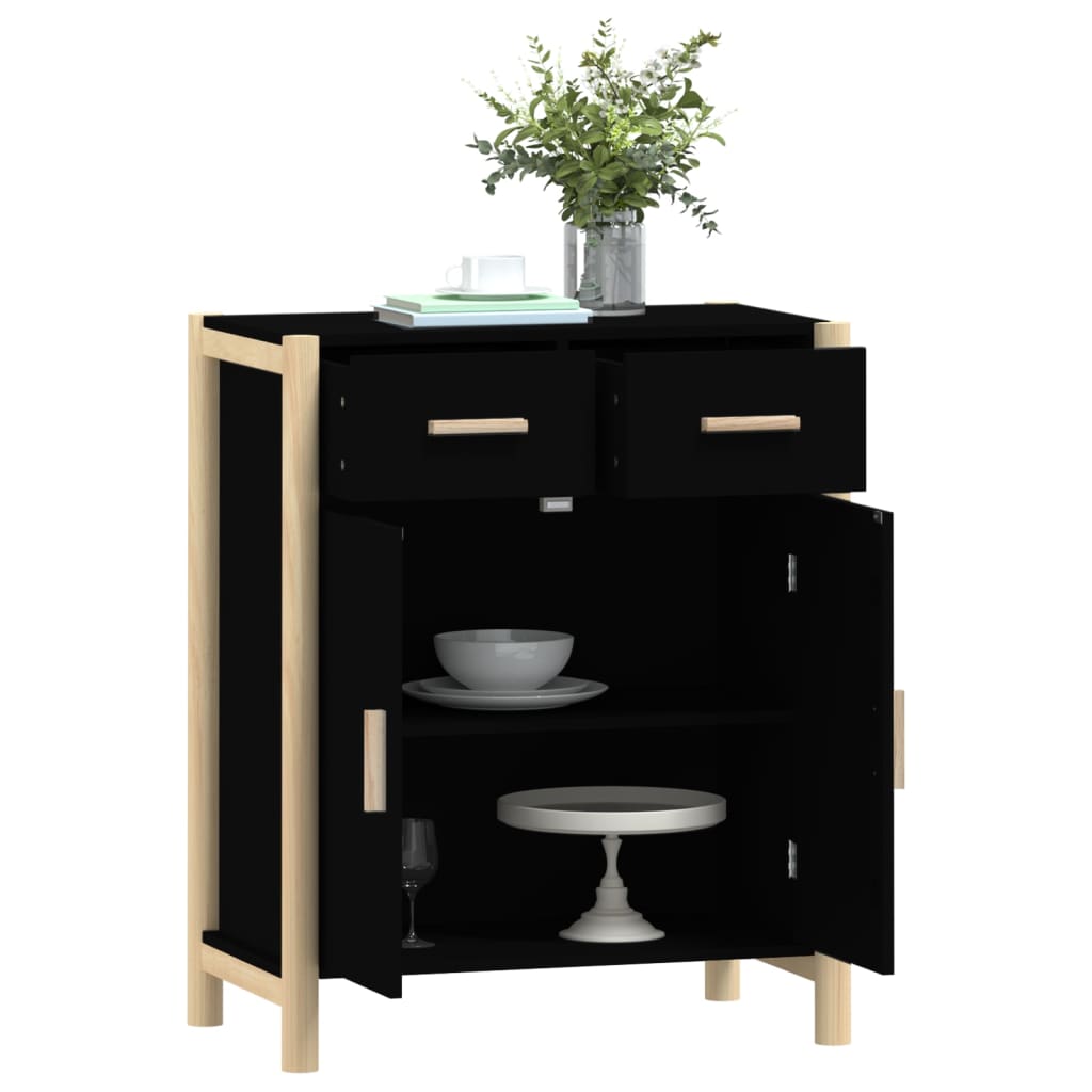 Schwarzes Buffet 62x38x75 cm Engineering Holz