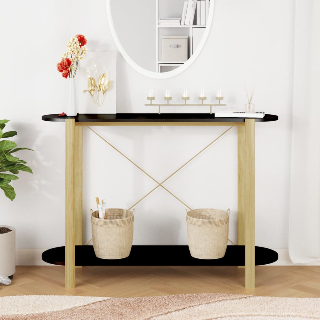 Black console table 110x38x75 cm engineering wood