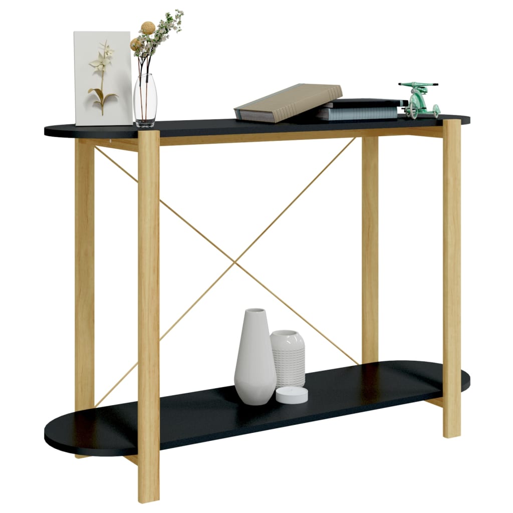 Black console table 110x38x75 cm engineering wood