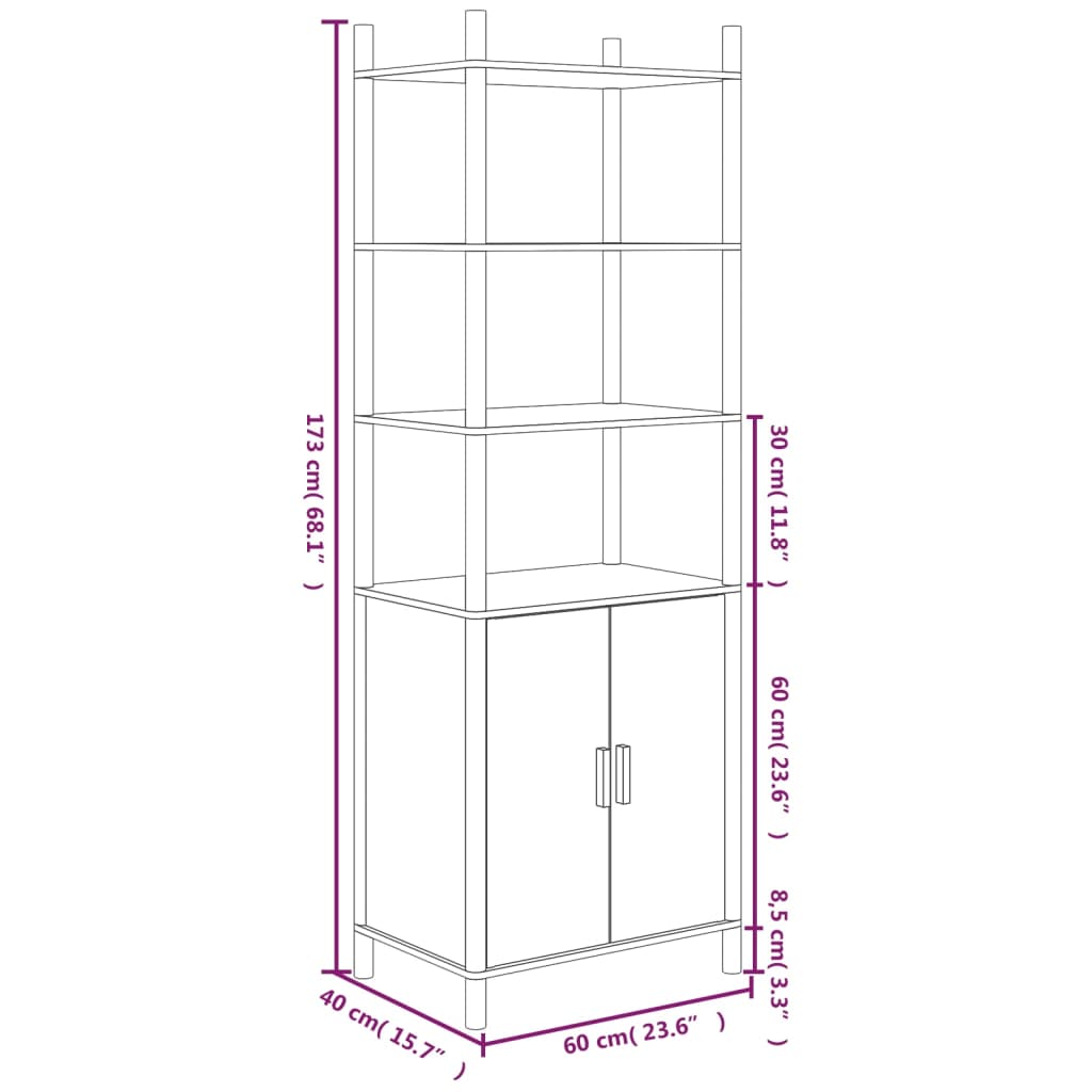 Hochweißes Buffet 60x40x173 cm Engineering Holz