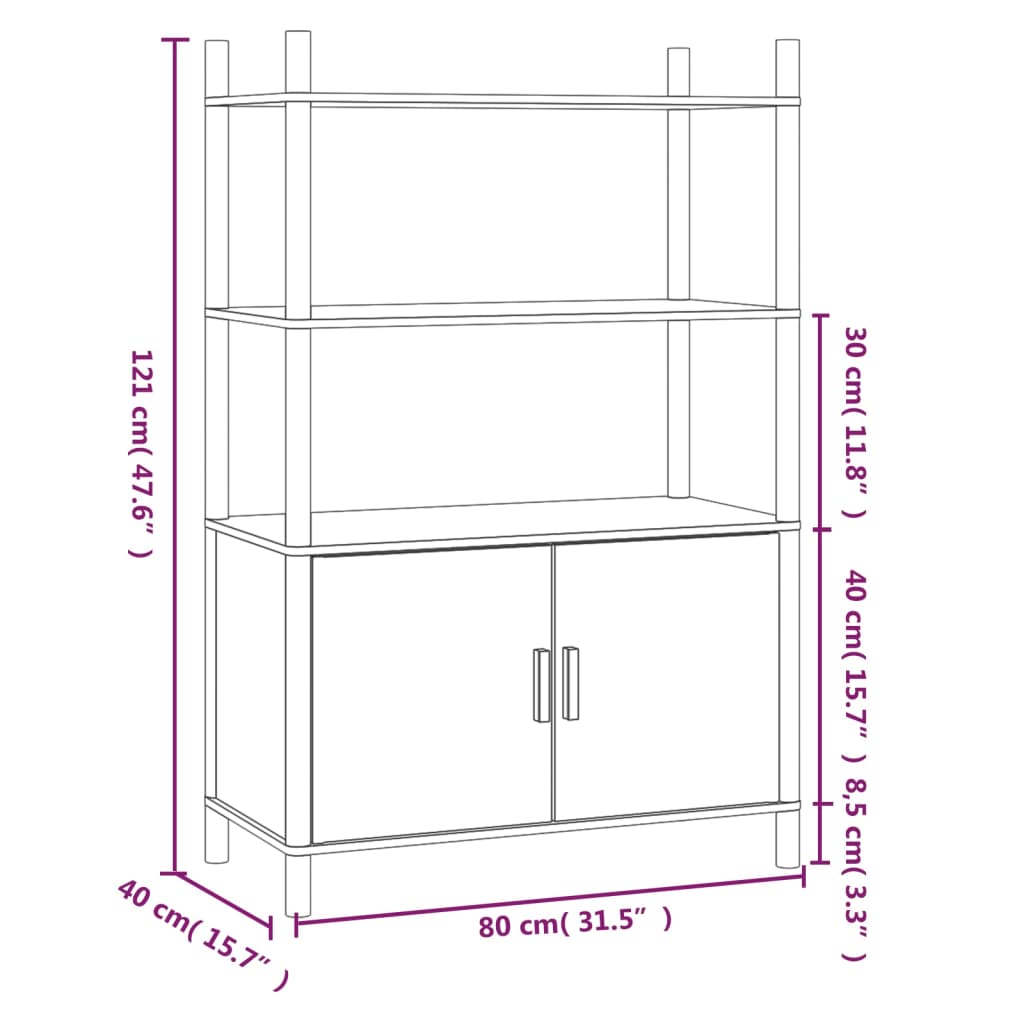 Hochbuffet 80x40x121 cm Ingenieurholz