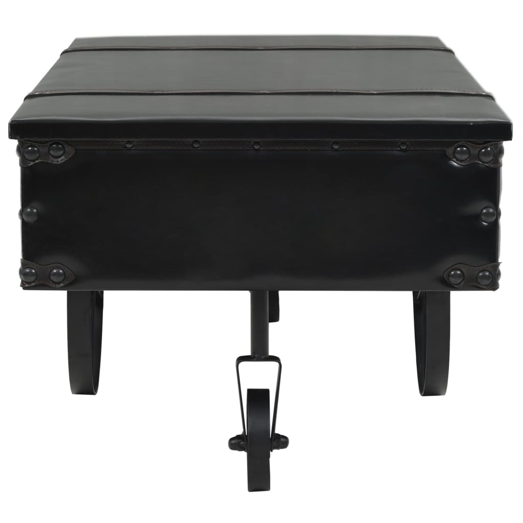 Coffee table with black casters 110x52x43 cm engineering wood