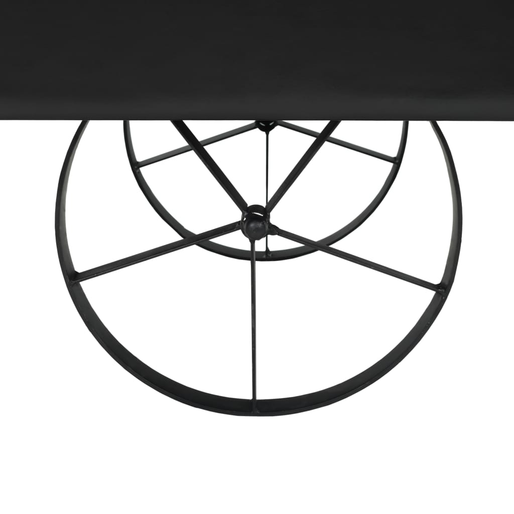 Tavolino con rotelle nere 110x52x43 cm in derivati ​​del legno
