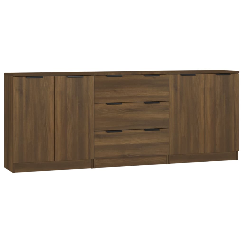 Buffets 3 pcs Chêne marron Bois d'ingénierie