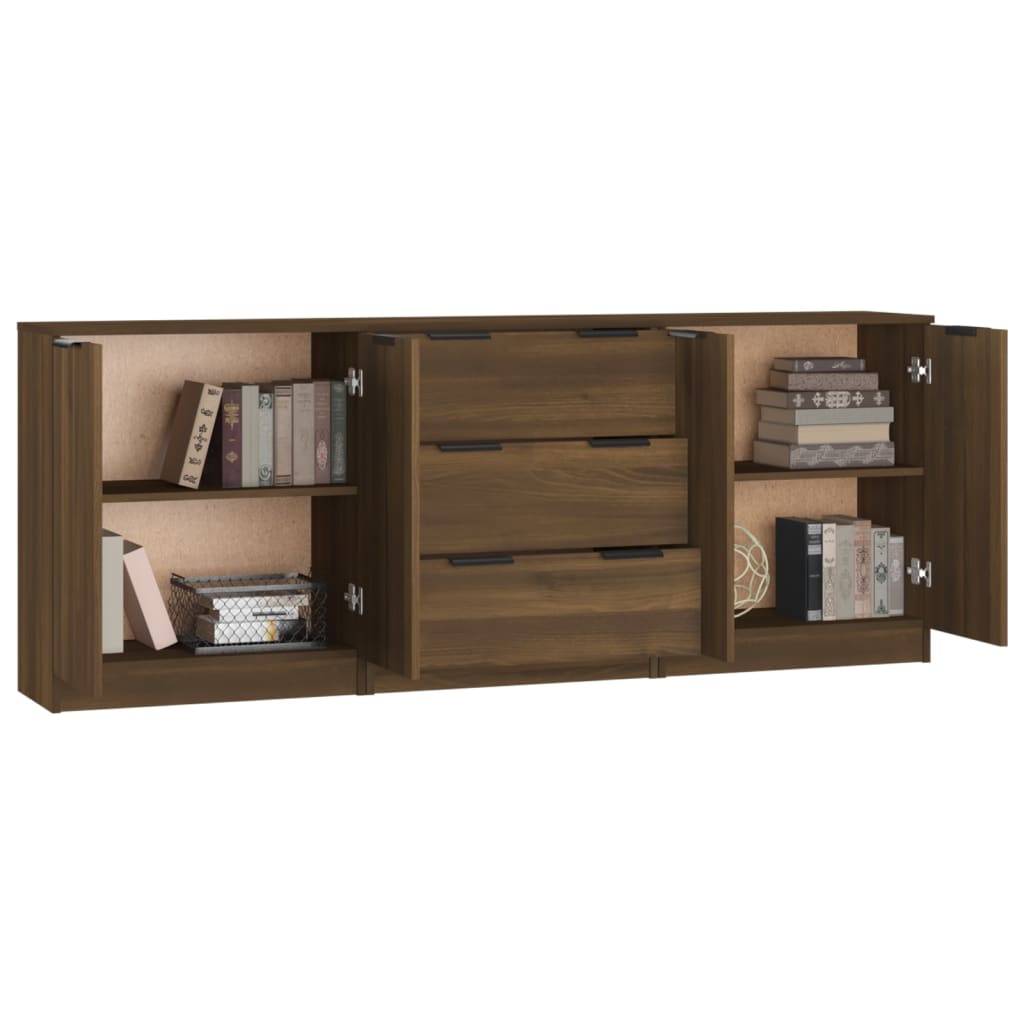 Buffets 3 PCs Brown Engineering Holz
