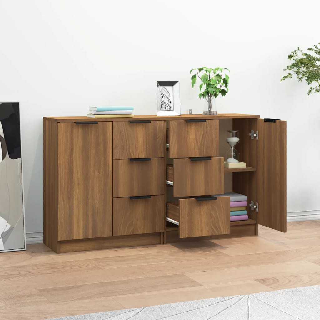 Buffets 2 pcs brown oak 60x30x70 cm engineering wood