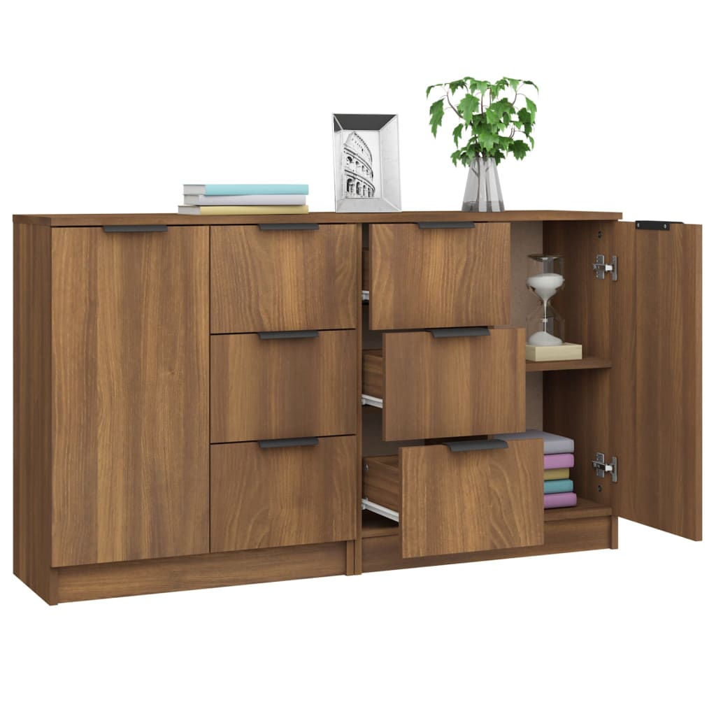 Buffets 2 pcs brown oak 60x30x70 cm engineering wood