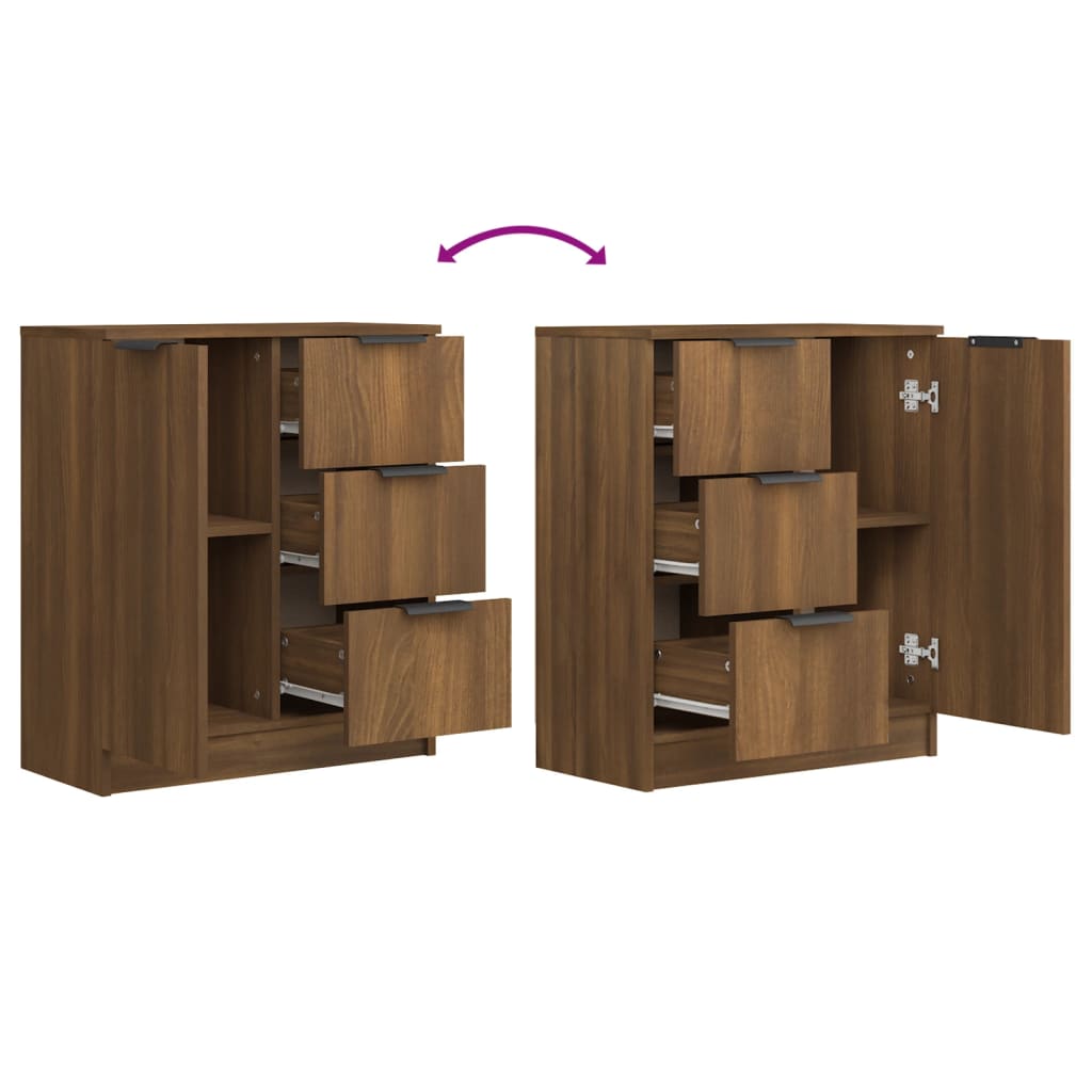 Buffets 2 PCs Braune Eiche 60x30x70 cm Engineering Holz