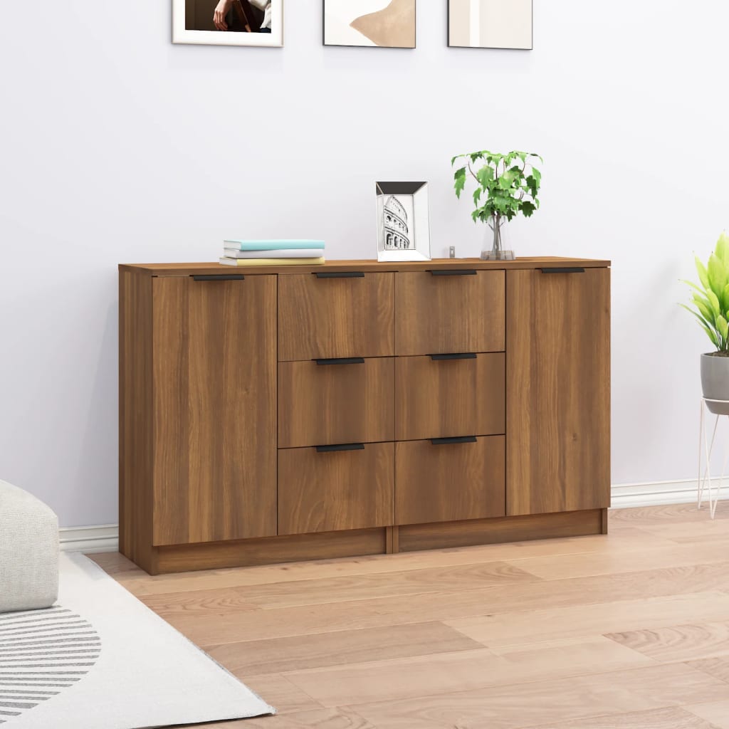 Buffets 2 pcs brown oak 60x30x70 cm engineering wood