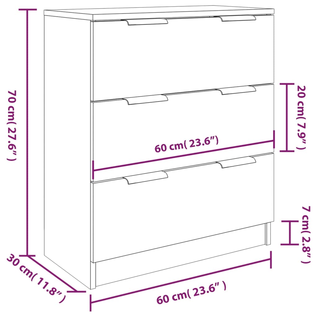 Buffets 3 pcs Gris béton Bois d'ingénierie