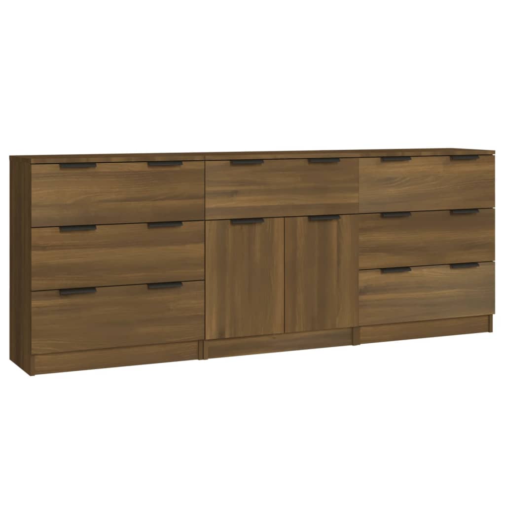 Buffets 3 pcs Chêne marron Bois d'ingénierie