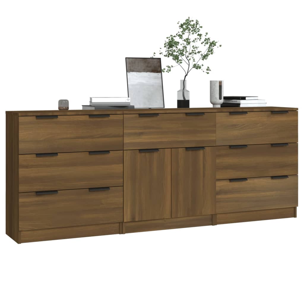 Buffets 3 PCs Brown Engineering Holz