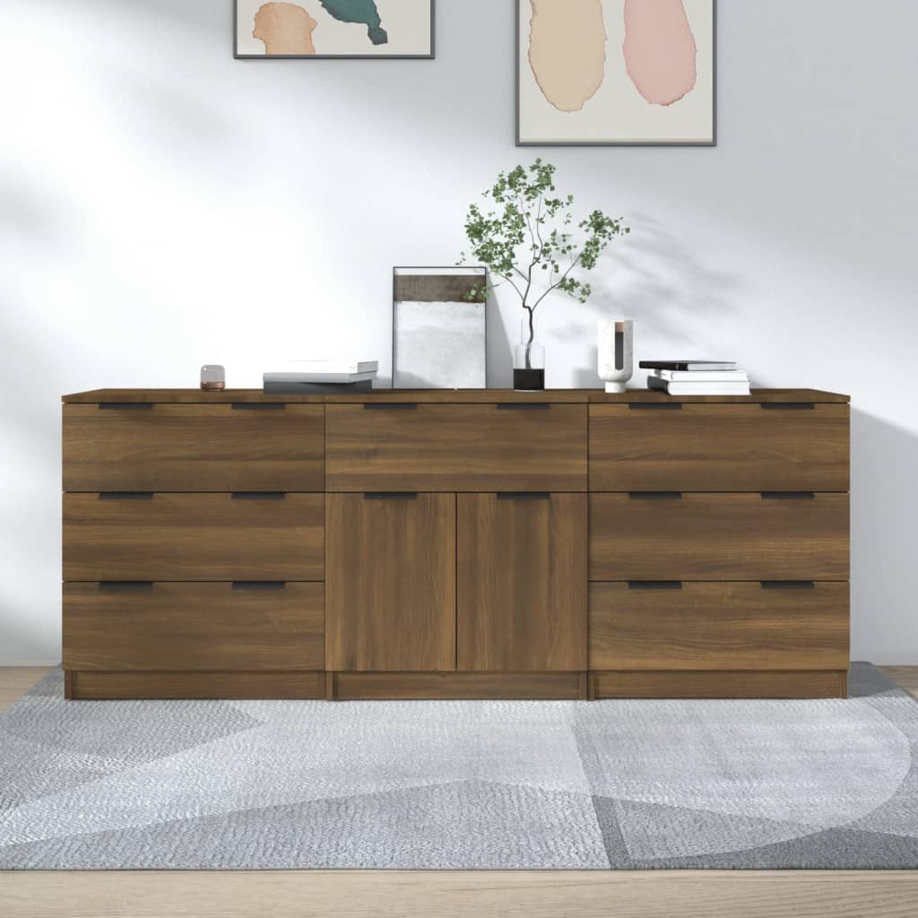 Buffets 3 PCs Brown Engineering Holz