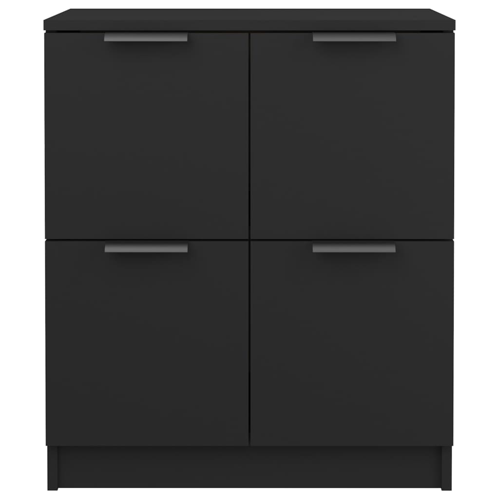 2 pcs black buffets 60x30x70 cm engineering wood