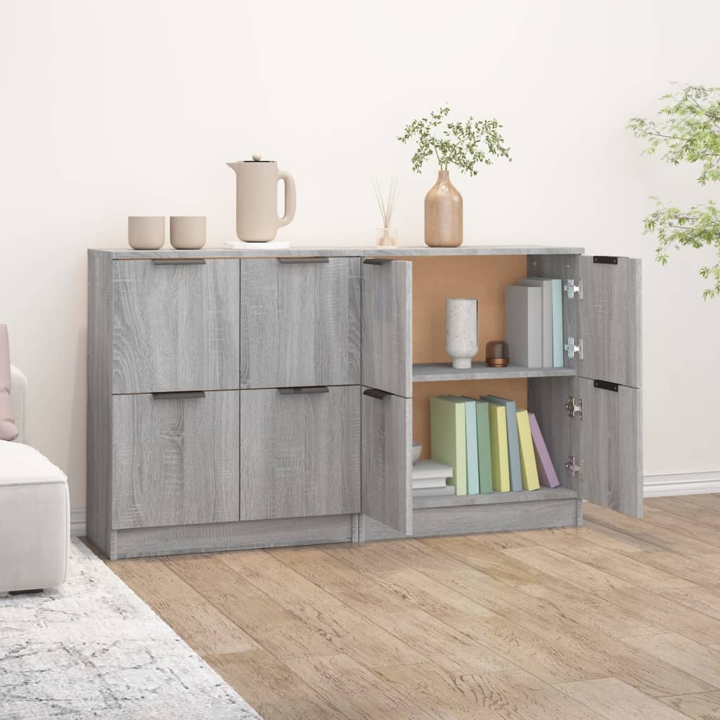 Credenze 2 pz Sonoma grigio 60x30x70 cm MDF